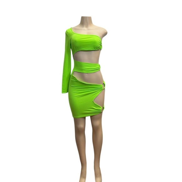 CBR .  Green One-Shoulder Bodycon Mini Dress - Picture 3 of 6